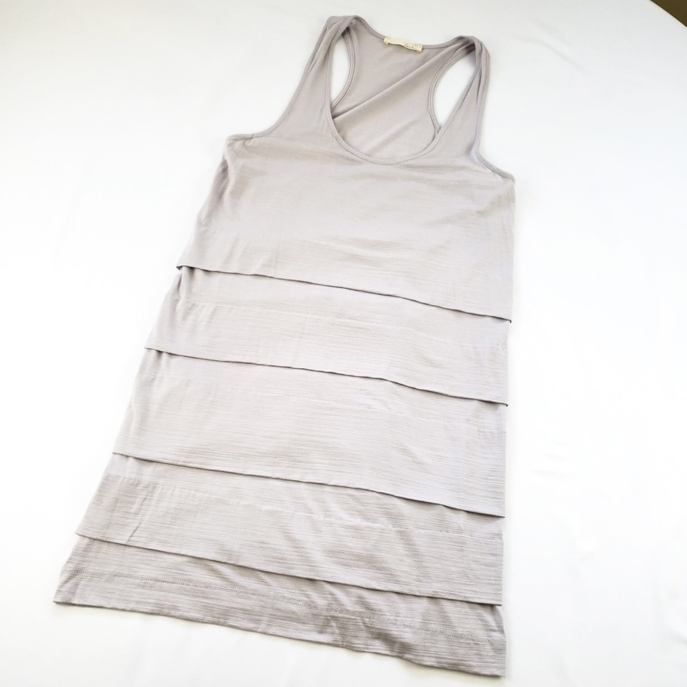 LUSH Gray Casual Tiered Mini Dress 